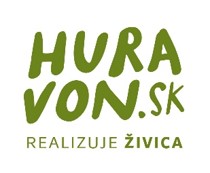 Logo Hurá von.sk realizuje Živica: nápisy zelenou farbou na bielom podklade