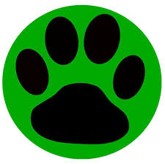 Logo Visitor: čierna labka v zelenom kruhu.